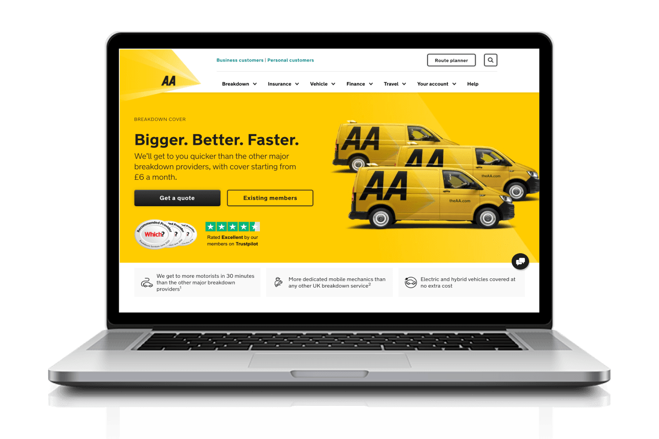 The AA - Get a quote desktop